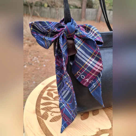 Vintage Y2K Coach Skinny Silk Tartan Plaid Twilly Scarf With Original Dust Bag - Picture 7 of 11